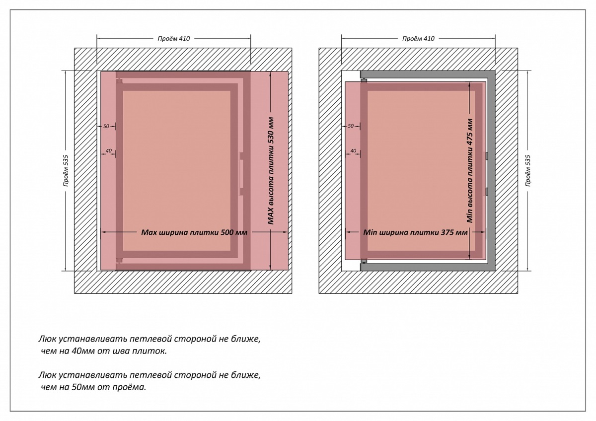 Люк одностворчатый Shagma 40х50 ревизионный под плитку ЛС400x500В 7 Люк одностворчатый Shagma 40х50 ревизионный под плитку ЛС400x500В — изображение 7